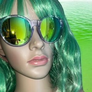 AQS Clear/ Green Mirrored Sunglasses